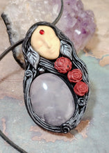 Load image into Gallery viewer, Love Witch. Aphrodite Goddess Statue Figurine Necklace | Rose Quartz, Moonstone | Divine Feminine Jewelry
