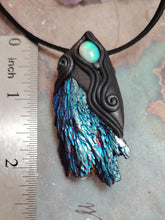 Load image into Gallery viewer, Dragons Breath, Mexican Fire Opal and Aura Kyanite Necklace. Mythical Jewelry
