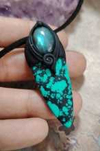 Load image into Gallery viewer, Warrior, Men's Turquoise Necklace Pendant | Divine Masculine Jewelry | Native American Shaman Crystal Tools
