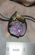 Load image into Gallery viewer, St Brigid Celtic Goddess of Sacred Flame | Fire Opal &amp; Rose Aura Quartz Pendant |  Pagan, Celtic, Irish Jewelry
