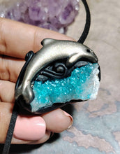 Load image into Gallery viewer, Dolphin Spirit Animal Necklace | Angel Aqua Aura Quartz | Sirius Starseed Jewelry
