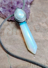 Load image into Gallery viewer, Archangel Gabriel Necklace  | Moonstone Opalite Pendant | Saint Gabriel Annunciation Birth Angel |  Spiritual Guidance and Protection Jewelry
