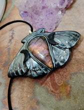 Load image into Gallery viewer, Luna Moth Necklace | Moon Phases Insect Pendant | Wiccan, Occult, Witchy Jewelry
