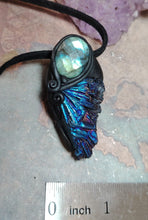 Load image into Gallery viewer, Midnight, Aura Blue Kyanite Pendant | Labradorite Specimen Crystal Jewelry
