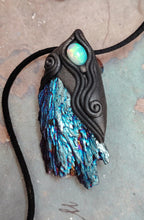 Load image into Gallery viewer, Dragons Breath, Mexican Fire Opal and Aura Kyanite Necklace. Mythical Jewelry
