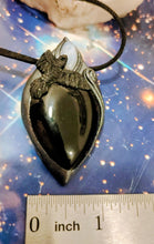 Load image into Gallery viewer, Morrigan, Raven Witchy Necklace | Crow Obsidian Pendant | Esoteric Jewelry

