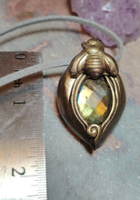 Load image into Gallery viewer, Gold Honey Bee Crystal Necklace | Citrine or Labradorite Stone | Queen, Bumble Bee Lovers Gifts
