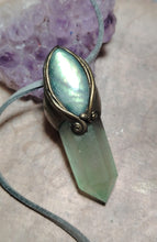 Load image into Gallery viewer, Green Wizard. Fluorite Necklace Pendant |  Labradorite Witchy Jewerly
