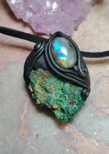 Load image into Gallery viewer, Heart of the Shaman Necklace | Raw Malachite Labradorite Pendant | Shamanic Tools Jewelry
