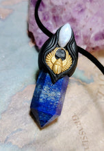 Load image into Gallery viewer, Egyptian Scarab Necklace | Lapis Lazuli Pendant | Winged Gold Beetle Egypt Jewelry
