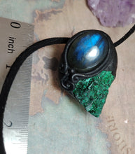 Load image into Gallery viewer, Heart of the Shaman Necklace | Raw Malachite Labradorite Pendant | Shamanic Tools Jewelry
