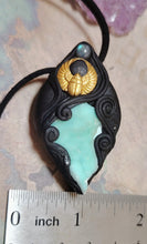 Load image into Gallery viewer, Atlantis, Egyptian Scarab Crystal Necklace | Blue Hemimorphite and Labradorite Pendant | Ancient Egypt Revival Jewelry
