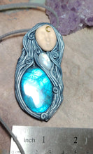 Load image into Gallery viewer, Selene, Triple Moon Goddess Necklace | Moonstone &amp; Labradorite | Witchy, Wiccan Jewelry
