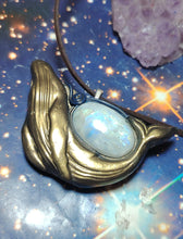 Load image into Gallery viewer, Whale Spirit Animal Art Necklace | Moonstone &amp; Labradorite | Coastal Jewelry Gift
