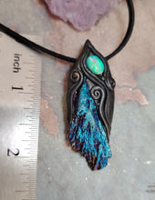 Load image into Gallery viewer, Dragons Breath, Mexican Fire Opal and Aura Kyanite Necklace. Mythical Jewelry
