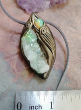 Load image into Gallery viewer, PREORDER Sound Healing Crystal Necklace | Mexican Fire Opal &amp; Green Aura Quartz | High Frequency Lightworker Tools
