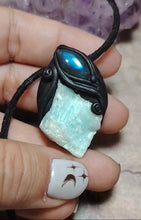 Load and play video in Gallery viewer, Sirian Starseed Necklace | Raw Blue Hemimorphite Specimen Pendant  | Sirius Constellation Ascension Jewelry
