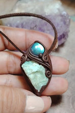 Load and play video in Gallery viewer, PREORDER Lemurian Starseed  Hemimorphite  Crystal Necklace  | Light Codes Activation Pendant
