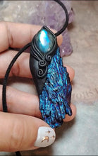 Load and play video in Gallery viewer, Andromeda.  Kyanite Crystal Pendant Labradorite Necklace | Starseed Andromeda Origins Jewelry
