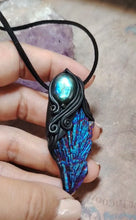 Load and play video in Gallery viewer, PREORDER Andromedan.  Kyanite Crystal Pendant Labradorite Necklace | Starseed Andromeda Origins Jewelry
