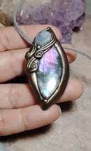 Load and play video in Gallery viewer, PREORDER The High Priestess | Purple Labradorite, Divine Feminine Art Necklace | Spectrolite &amp; Moonstone Pendant
