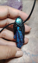 Load and play video in Gallery viewer, PREORDER Andromedan.  Kyanite Crystal Pendant Labradorite Necklace | Starseed Andromeda Origins Jewelry
