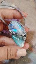 Load and play video in Gallery viewer, PREORDER Lucid Dreaming Necklace | Aqua Aura Quartz &amp; Moonstone | Astral Projection, Out of Body, Dream Recall Jewelry
