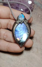 Load and play video in Gallery viewer, PREORDER The High Priestess | Purple Labradorite, Divine Feminine Art Necklace | Spectrolite &amp; Moonstone Pendant
