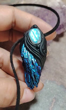 Load and play video in Gallery viewer, PREORDER Andromeda.  Kyanite Crystal Pendant Labradorite Necklace | Starseed Andromeda Origins Jewelry
