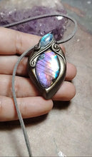 Load and play video in Gallery viewer, PREORDER The High Priestess | Purple Labradorite, Divine Feminine Art Necklace | Spectrolite &amp; Moonstone Pendant
