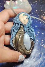 Load and play video in Gallery viewer, PREORDER Cosmic Blue Whale Goddess Spirit Necklace | Moonstone Crystal Pendant | Divine Feminine Jewelry
