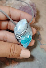 Load and play video in Gallery viewer, PREORDER Lucid Dreaming Necklace | Aqua Aura Quartz &amp; Moonstone | Astral Projection, Out of Body, Dream Recall Jewelry
