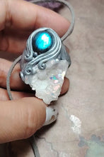 Load and play video in Gallery viewer, Arcturian Starseed Necklace | Angel Aura Quartz &amp; Labradorite Pendant | Arcturus Galaxy Origins Jewelry
