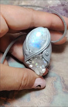 Load and play video in Gallery viewer, Guardian Angel Necklace | Angel Aura Quartz &amp; Rainbow Moonstone |  Angelic Archangelic Healing Protection Jewelry
