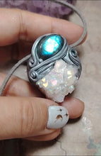 Load and play video in Gallery viewer, Arcturian Starseed Necklace | Angel Aura Quartz &amp; Labradorite Pendant | Arcturus Galaxy Origins Jewelry
