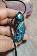 Load and play video in Gallery viewer, PREORDER Andromeda.  Kyanite Crystal Pendant Labradorite Necklace | Starseed Andromeda Origins Jewelry
