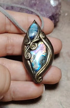 Load and play video in Gallery viewer, PREORDER The High Priestess | Purple Labradorite, Divine Feminine Art Necklace | Spectrolite &amp; Moonstone Pendant
