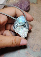 Load and play video in Gallery viewer, PREORDER Pleiadian Starseed Necklace | Angel Aura Quartz, Moonstone | Origins Activation Jewelry
