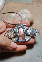 Load and play video in Gallery viewer, PREORDER Luna Moth Necklace | Moon Phases Insect Pendant | Wiccan, Occult, Witchy Jewelry
