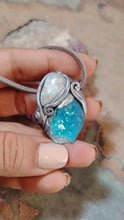 Load and play video in Gallery viewer, PREORDER Lucid Dreaming Necklace | Aqua Aura Quartz &amp; Moonstone | Astral Projection, Out of Body, Dream Recall Jewelry
