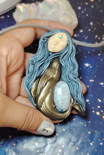 Load and play video in Gallery viewer, PREORDER Cosmic Blue Whale Goddess Spirit Necklace | Moonstone Crystal Pendant | Divine Feminine Jewelry
