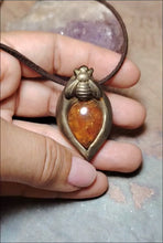 Load and play video in Gallery viewer, PREORDER Sacred Queen Bee Necklace! | Carnelian Pendant | Gold Honey Bee Jewelry
