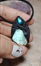 Load and play video in Gallery viewer, Sirian Starseed Necklace | Raw Blue Hemimorphite Specimen Pendant  | Sirius Constellation Ascension Jewelry
