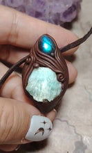 Load and play video in Gallery viewer, Lemurian Starseed  Hemimorphite  Crystal Necklace  | Light Codes Activation Pendant
