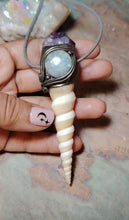 Load and play video in Gallery viewer, PREORDER Mermaid Crown Seashell Necklace |  Moonstone  Sea Witch Jewelry
