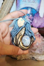 Load and play video in Gallery viewer, PREORDER Cosmic Blue Whale Goddess Spirit Necklace | Moonstone Crystal Pendant | Divine Feminine Jewelry
