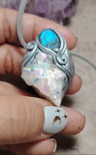 Load and play video in Gallery viewer, Arcturian Starseed Necklace | Angel Aura Quartz &amp; Labradorite Pendant | Arcturus Galaxy Origins Jewelry
