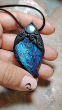 Load and play video in Gallery viewer, PREORDER Andromedan.  Kyanite Crystal Pendant Labradorite Necklace | Starseed Andromeda Origins Jewelry
