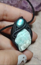 Load and play video in Gallery viewer, Sirian Starseed Necklace | Raw Blue Hemimorphite Specimen Pendant  | Sirius Constellation Ascension Jewelry
