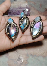 Load and play video in Gallery viewer, PREORDER The High Priestess | Purple Labradorite, Divine Feminine Art Necklace | Spectrolite &amp; Moonstone Pendant
